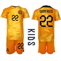 Dres Nizozemska Denzel Dumfries #22 Domaci za djecu SP 2022 Kratak Rukav (+ kratke hlače)